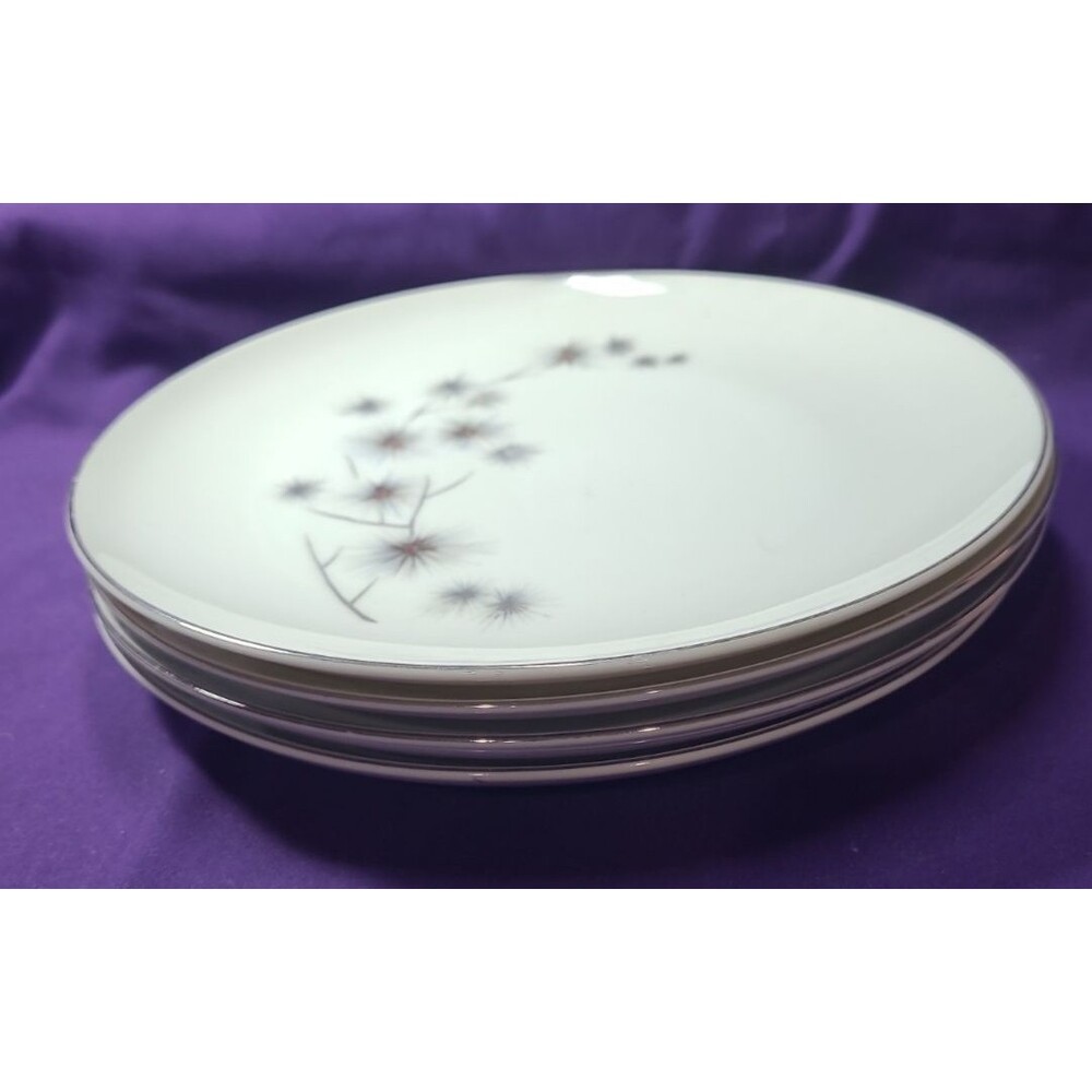 Vintage Creative Fine China 1014 Platinum Starburst 4 Piece Dinner Plate 9 1/8"